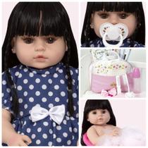 Bebe Reborn de Silicone Princesa Morena Completa 20 Itens