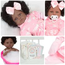 Bebê Reborn Diva 46cm Negra Conjunto Nuvem Completo + Itens Bebê Reborn Diva 46cm Negra Conjunto Nuvem Completo + Itens