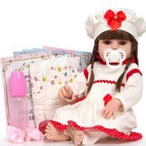 Bebe Reborn Gatinha Baby Conjunto Vermelho + Kit Acessórios Bebe Reborn Gatinha Baby Conjunto Vermelho + Kit Acessórios