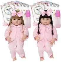 Bebê Reborn Gêmeas Baby Realista Loira Morena Banho 26 Itens