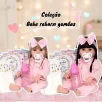 Bebê Reborn Gêmeas Baby Realista Loira Morena Banho 26 Itens - Cegonha Reborn Dolls