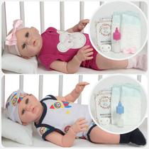 Bebê Reborn Gêmeos Casal Abigail Carequinha Com Itens Bebê Reborn Gêmeos Casal Abigail Carequinha Com Itens