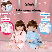 Bebê Reborn Gêmeos Casal Menino Corpo de Silicone Realista