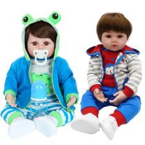 Bebe Reborn Gêmeos Menino Corpo Silicone Pode dar Banho