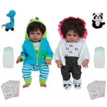 Bebê Reborn Gêmeos Realistas Pandinha Jacarezinho Negros Bebê Reborn Gêmeos Realistas Pandinha Jacarezinho Negros