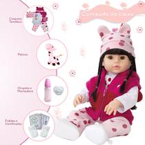 Bebe Reborn Girafa Morena Fofa 46cm Com Acessórios 30 Frases