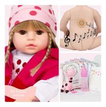 Bebe Reborn Girafinha Cabelo Loiro Vários Itens Fala E Chora