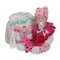 Bebê Reborn Girafinha com Bolsa Fraldas e Kit de Acessórios