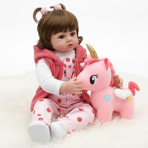 Bebe Reborn Girafinha Corpo de Silicone Marca New Happy