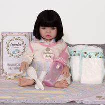 Bebê Reborn Grande Boneca Morena + 08 Itens Barbie