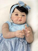 Bebê Reborn Hanna Princesa Tecido Boneca Realista Ruiva Olhos Azuis Kit Completo e Ultrassom
