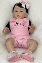 Bebê Reborn Kylin Menina Vinil Silicone Boneca Realista Olhos Azuis Toma Banho Kit Completo e Ultrassom