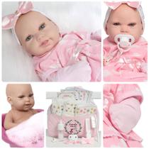Bebê Reborn Larinha 43cm Vestido Nuvem Bolsa Vários Itens Bebê Reborn Larinha 43cm Vestido Nuvem Bolsa Vários Itens