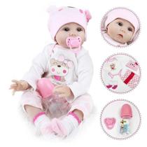 Bebê Reborn Laura Baby Boneca Daylin Cabelos Castanhos 43Cm