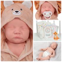 Bebê Reborn Leão Realista com Mamadeira + Accesorios
