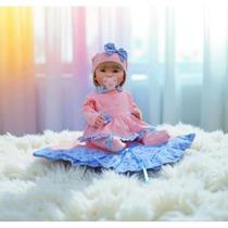 Bebê Reborn Loira azul com rosa Menina Lançamento Silicone Macio