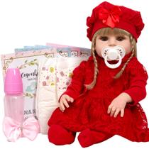 Bebe Reborn Loira Gatinha Vestido Vermelho Com Acessórios - Cegonha Reborn Dolls