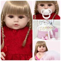 Bebe Reborn Loira Princesa Vestido Vermelho itens Enxoval