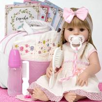 Bebe Reborn Loira Real Silicone Pode Banho Enxoval Completo