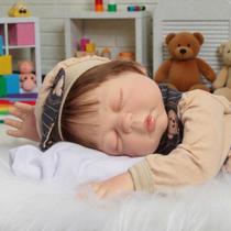 Bebe Reborn Masculino Cabelo Fio a Fio Corpo Silicone 43cm