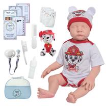 Bebê Reborn Masculino Corpo De Silicone Com Bolsa Acessórios