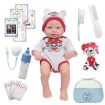 Bebê Reborn Masculino Príncipe 43cm Roupa Patrulha Canina Bebê Reborn Masculino Príncipe 43cm Roupa Patrulha Canina
