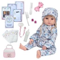 Bebê Reborn Menina 100% Silicone Loira Enxoval Completo