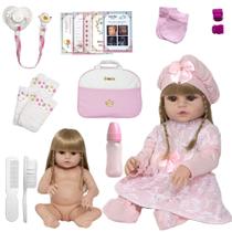 Bebê Reborn Menina Baby Loira Bolsa Maternidade + Acessórios