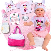 Bebê Reborn Menina Boneca Original Minnie Realista de Silicone Com Bolsa Maternidade