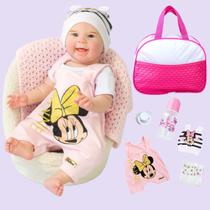 Bebê Reborn Menina Boneca Original Minnie Realista de Silicone Com Bolsa Maternidade
