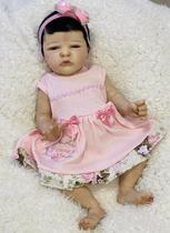 Bebê Reborn Menina Bonecas Atticus Corpo Inteiro Vinil Siliconado Olhos Azuis 47cm Enxoval Completo PRONTA ENTREGA