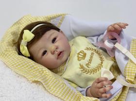 Bebê Reborn Menina C . Fio A Fio Toma banho, Corpo em Vinil 50cm Bebê Reborn Menina C . Fio A Fio Toma banho, Corpo em Vinil 50cm