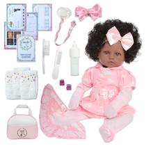 Bebê Reborn Menina Cabelo Cacheado 100% Silicone Pode Molhar