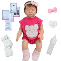 Bebê Reborn Menina Cabelo Fio a Fio Com Chupeta Kit Itens
