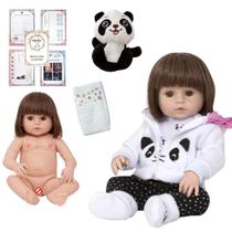 Bebe Reborn Menina Enxoval Panda 46cm Infantil + Acessórios - Cegonha Reborn Dolls