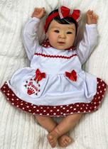 Bebê Reborn Menina Japonesa Realista Corpo de Pano e Membros Silicone Cabelo Fio a Fio Olhos Pretos 48cm Enxoval Completo PRONTA ENTREGA