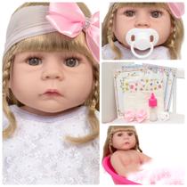 Bebê Reborn Menina Linda 100% Silicone Com Kit Acessórios