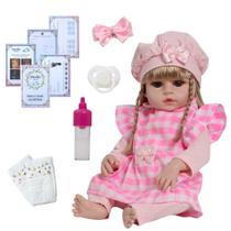 Bebê Reborn Menina Loira 46cm Pode Dar Banho + Acessórios Bebê Reborn Menina Loira 46cm Pode Dar Banho + Acessórios