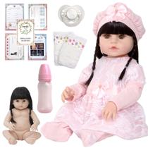 Bebê Reborn Menina Morena 100 % Silicone e Lindos Acessórios