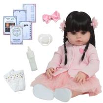 Bebê Reborn Menina Morena Cabelo Longo Com Kit 13 Itens Bebê Reborn Menina Morena Cabelo Longo Com Kit 13 Itens