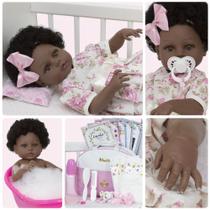 Bebê Reborn Menina Negra Laura 100% Silicone Barata 20 Itens Bebê Reborn Menina Negra Laura 100% Silicone Barata 20 Itens