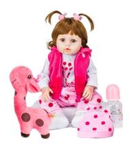 Bebê Reborn Menina Nicole E Girafinha À Prova D'Água 48Cm