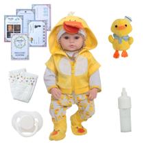Bebê Reborn Menina Patinho Corpo de Silicone Com Acessórios