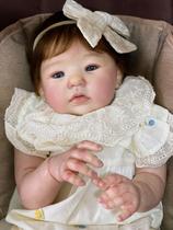 Bebê Reborn Menina PREMIUM Enxoval LUXO, Suede Macio, Pronta Entrega A Experiência Completa, 50cm, Certidão, Documentos, Toque Aveludado