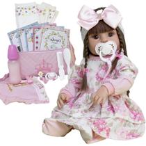 Bebê Reborn Menina Princesa Cabelo Castanho 26 Acessórios Bebê Reborn Menina Princesa Cabelo Castanho 26 Acessórios