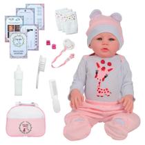Bebê Reborn Menina Princesa Corpo de Silicone Roupa Girafa