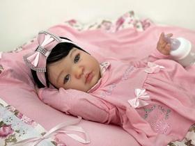 Bebê Reborn Menina Princesa Lançamento Corpo Inteiro Silicone Toma Banho Articulada 51cm, 1.8kg Enxoval Completo