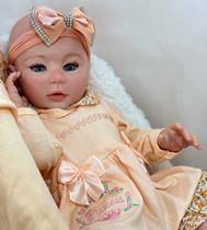 Bebê Reborn Menina Realista Ana Dolls 50cm , Corpo Vinil Silicone Pode Tomar Banho , Carequinha Enxoval Completo de 19 Itens