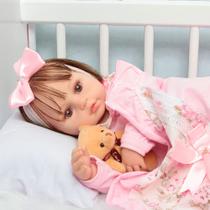 Bebê Reborn Menina Realista Cabelo Fio a Fio Corpo Silicone