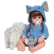 Bebê Reborn Menina Realista Com Saída de Banho Elefantinho Bebê Reborn Menina Realista Com Saída de Banho Elefantinho